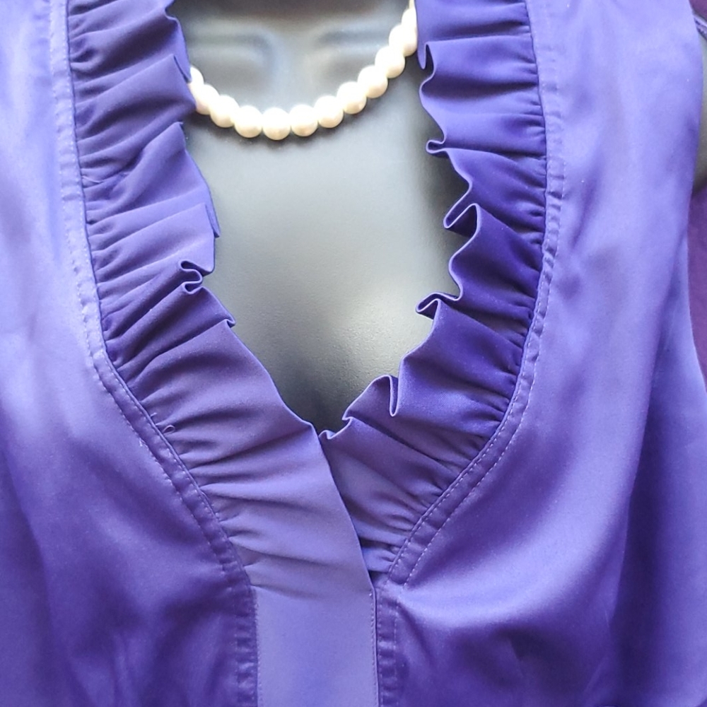 Purple Ruffled Neck Dress - Picture 3 of 3